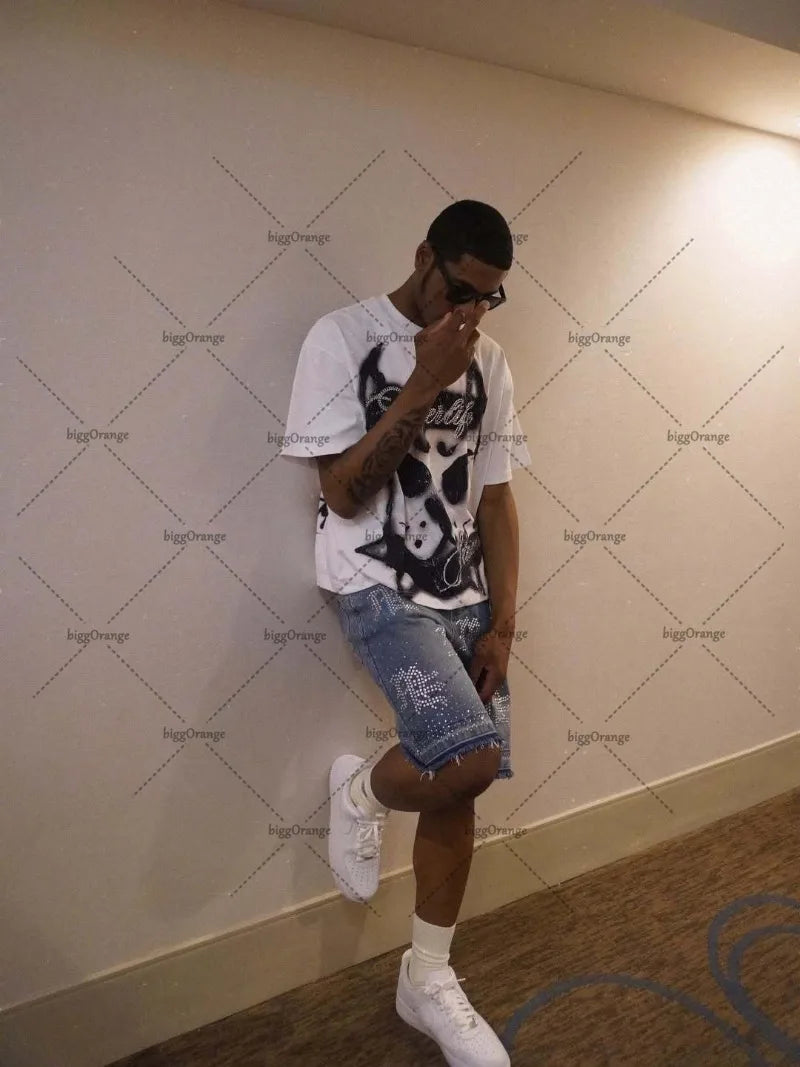 Graphic Cartoon Printed Oversized Pure Cotton Short Sleeves T-Shirt