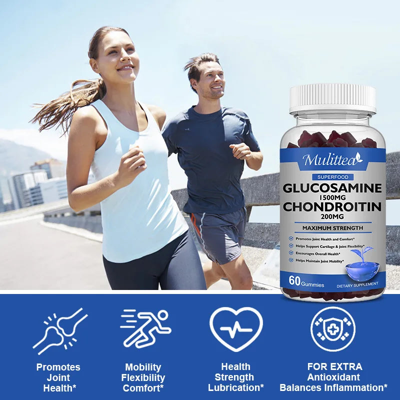 Mulittea Glucosamine with Chondroitin Supports Occasional Joint Discomfort Relief Antioxidant Supplement for Back, Knees, Hands