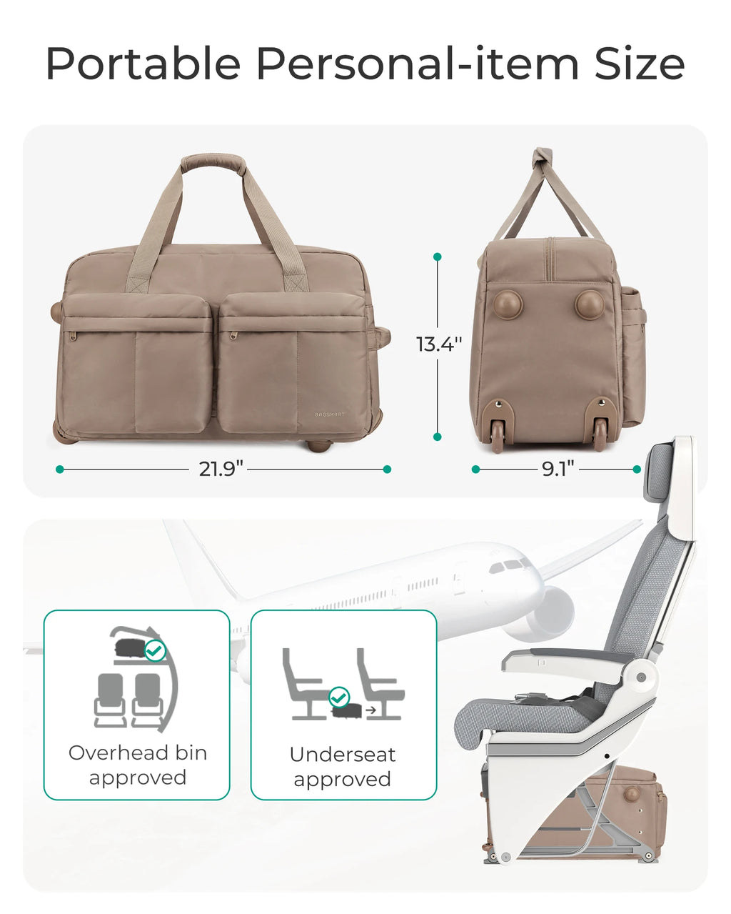 Rolling Duffle Bag with Wheels Waterproof High-Quality Carry-On Suitcase for Travel Essentials