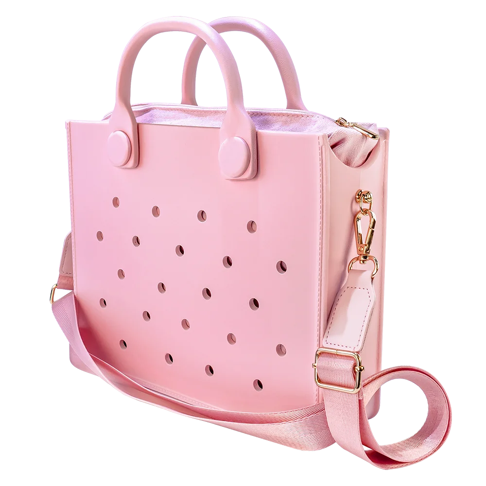 Colorful Fashion Women Shoulder Bag Pink Cyan Rubber Hand Bag for Women Girl Summer Style Shoulder Beach Handbag fit Bag Charms