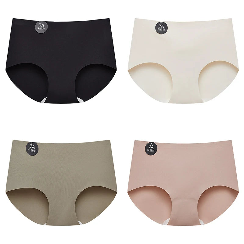 FalllSweet 4PCS Seamless Panties  Ice Silk Underwear Soft Thin Briefs
