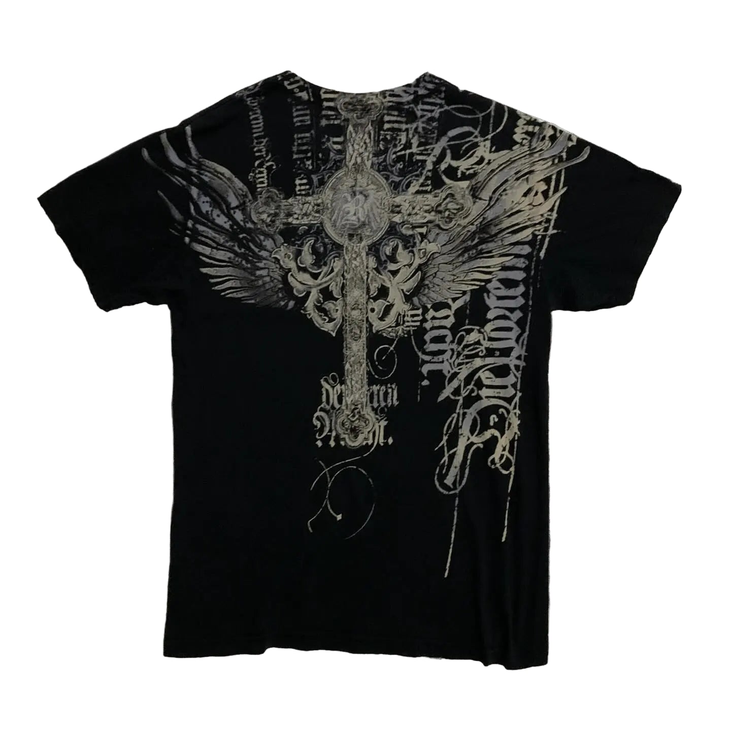 South pole Vintage Cotton Graphic Tee Distressed Oversized T-Shirt with Gothic Print