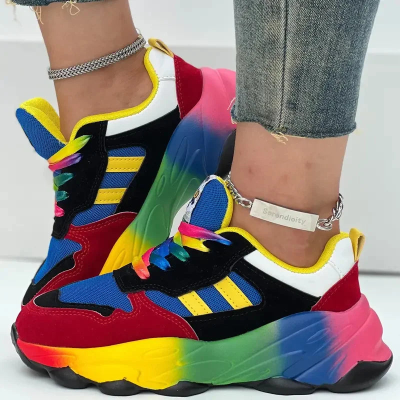 Women Sneakers Fashion Running Colorful Casual Sneakers Women Comfort Lace Up Outdoor Platform Shoes for Women Zapatos De Mujer