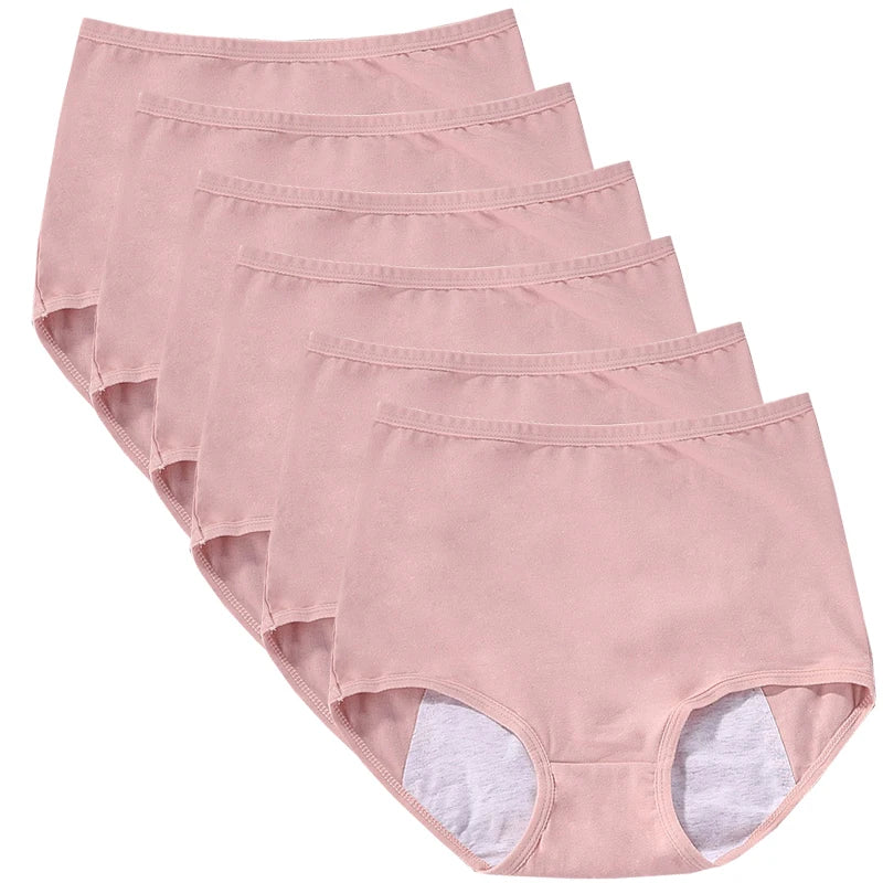 6pcs Girl Menstrual Panties Women's Physiological Briefs Ladies Period Leak Proof Panty High Waist Cotton Underwear