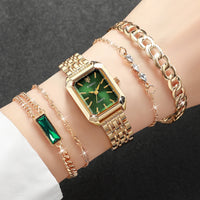 5pcs/set Women's Luxury Exquisite Watch Fashion Retro Quartz Analog Watch With Bracelet Set Gift for Girls (Box Not Included)