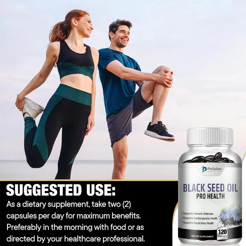 Black Seed Oil Capsules - Supports Immune Defense, Cardiovascular Health, and Promotes Respiratory Health Supplement