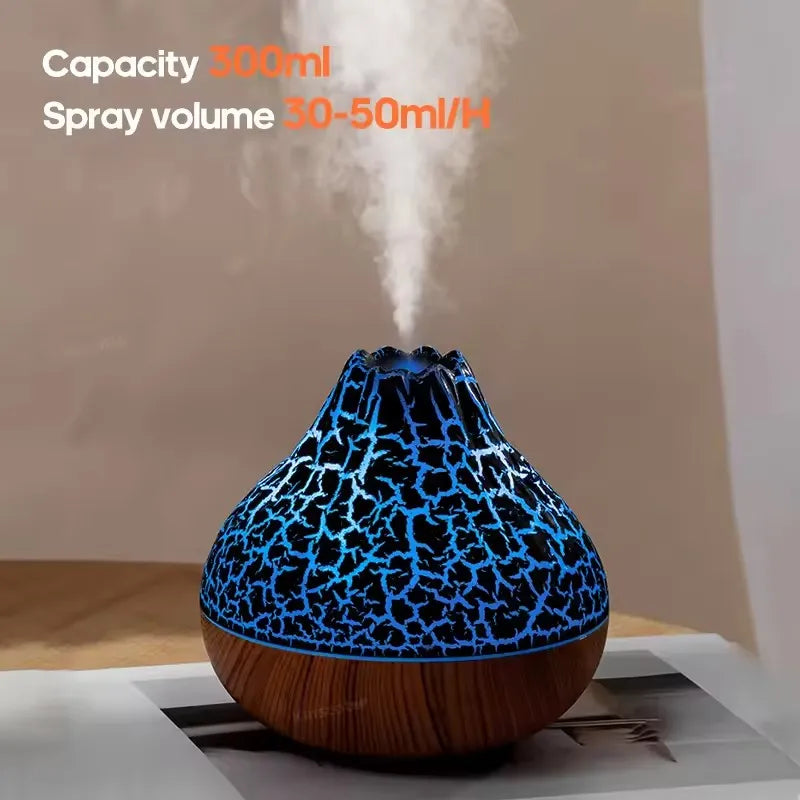 300ml Volcano Air Humidifier Desktop Electric USB Humidificadore Water Mist Diffuser Purifier Air  With 7 Colors Night