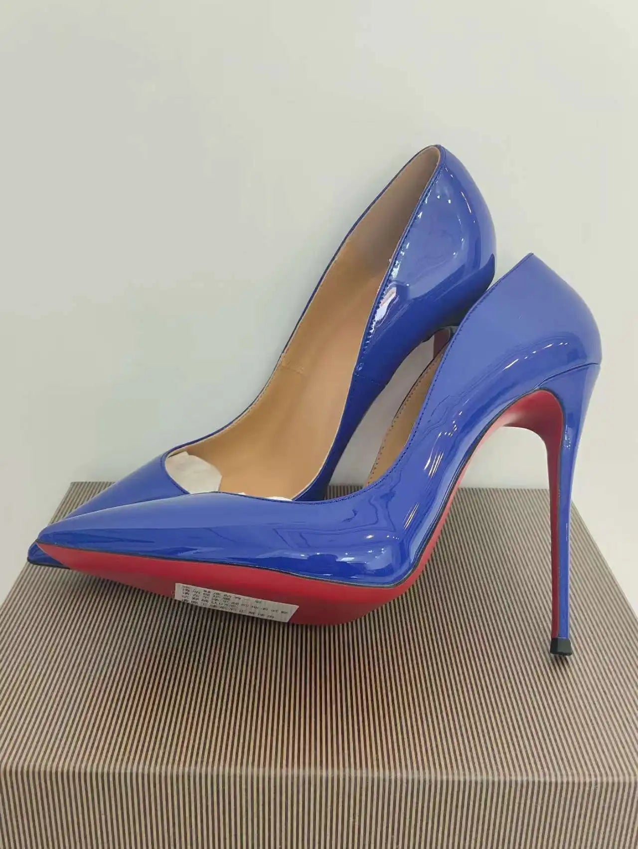 Classic Style Women Patent Pointed Toe Slip On 12cm High Heel Shoes Elegant Ladies Plain Stiletto Pumps Black Red White