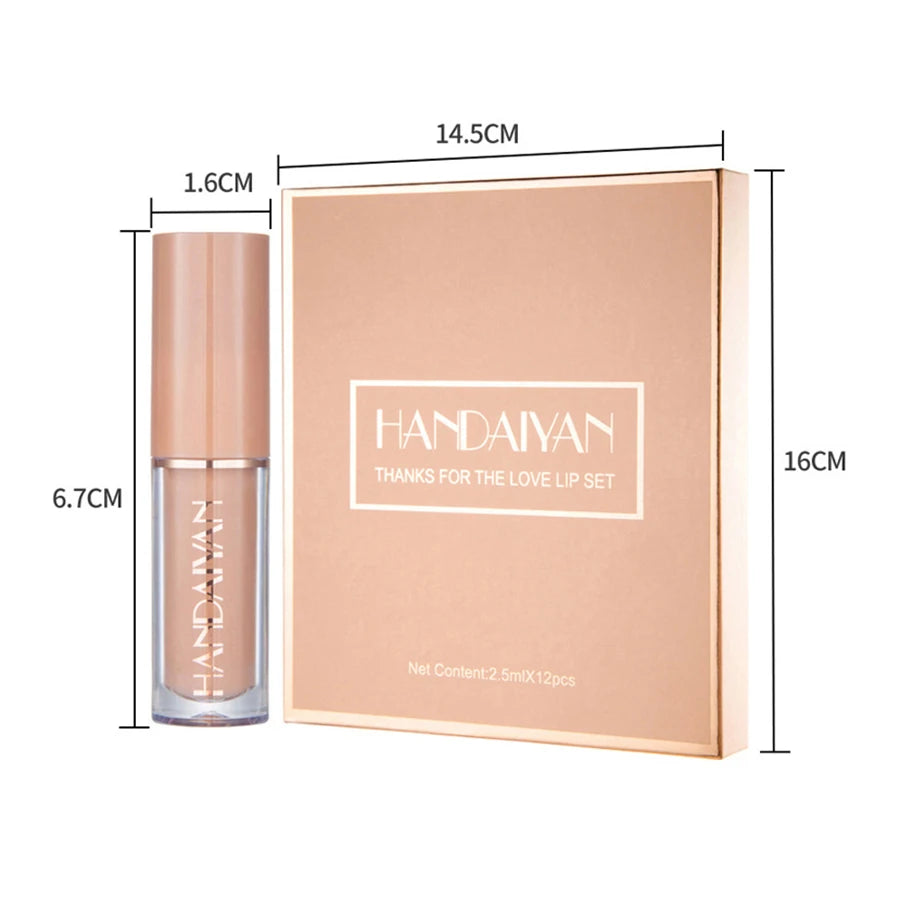 Matte Lip Gloss Set 12 Color Lipstick Smooth And Lasting Display Lip Gloss Waterproof Moisturizing Lipstick