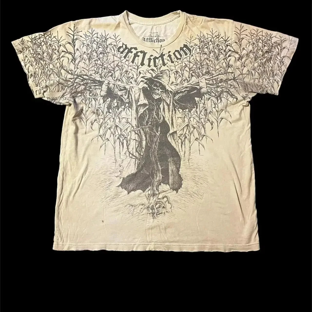 Graphic T-Shirt Mens Large Grunge Wings  Pure Cotton Shirt