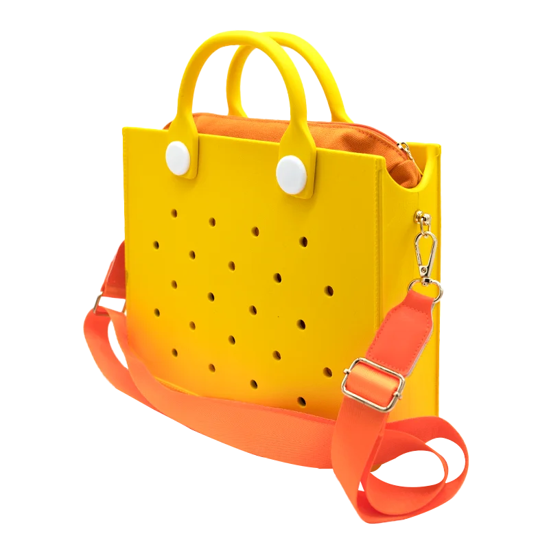 Colorful Fashion Women Shoulder Bag Pink Cyan Rubber Hand Bag for Women Girl Summer Style Shoulder Beach Handbag fit Bag Charms