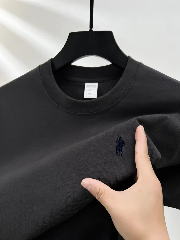 100% pure cotton short sleeve round neck men's T-shirt hot selling luxury brand summer exquisite pony embroidery breathable top