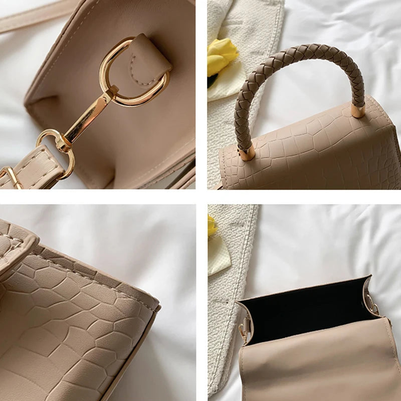 Western Style Shoulder Bag Crocodile Pattern Small Square Bag Handbag