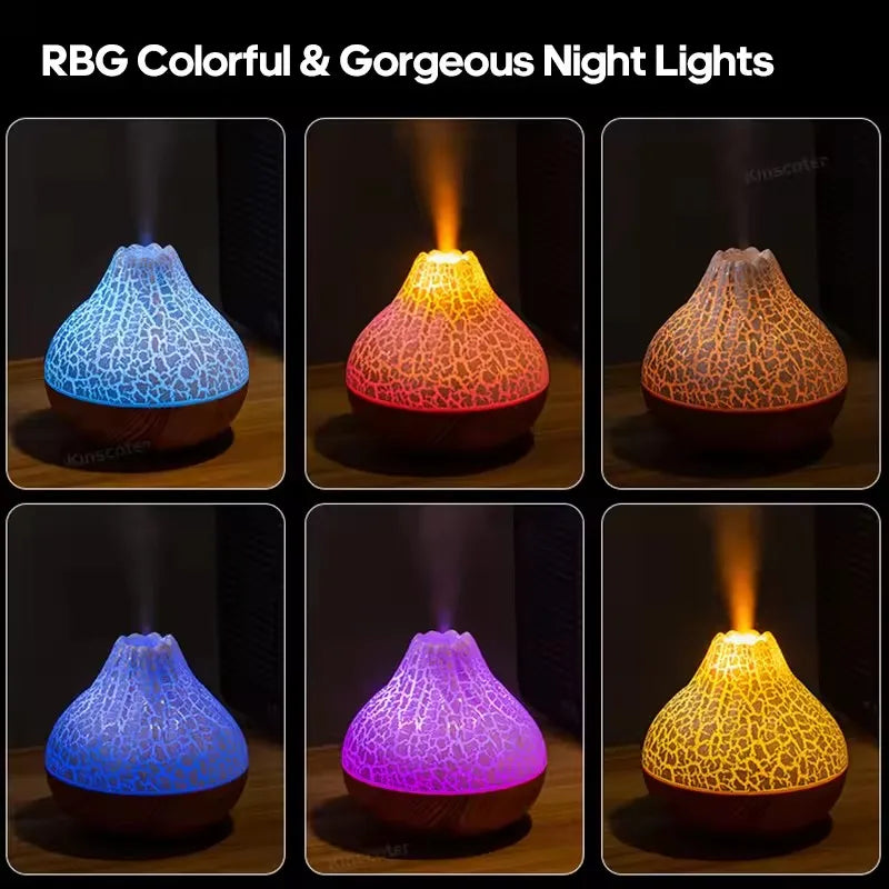300ml Volcano Air Humidifier Desktop Electric USB Humidificadore Water Mist Diffuser Purifier Air  With 7 Colors Night