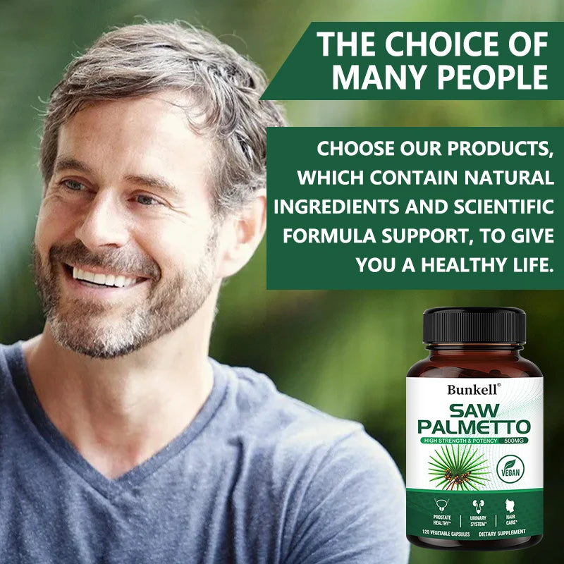 Saw Palmetto Supplement 500mg – Anti-Aging Hair Vitamins To Help with Hair Care, Support Urinary Tract and Prostate Health