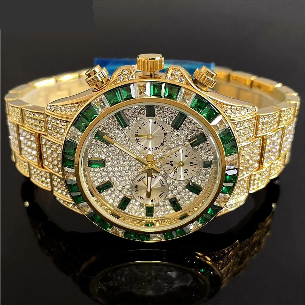 Luxury Stainless Steel Diamond Quartz Wristwatch