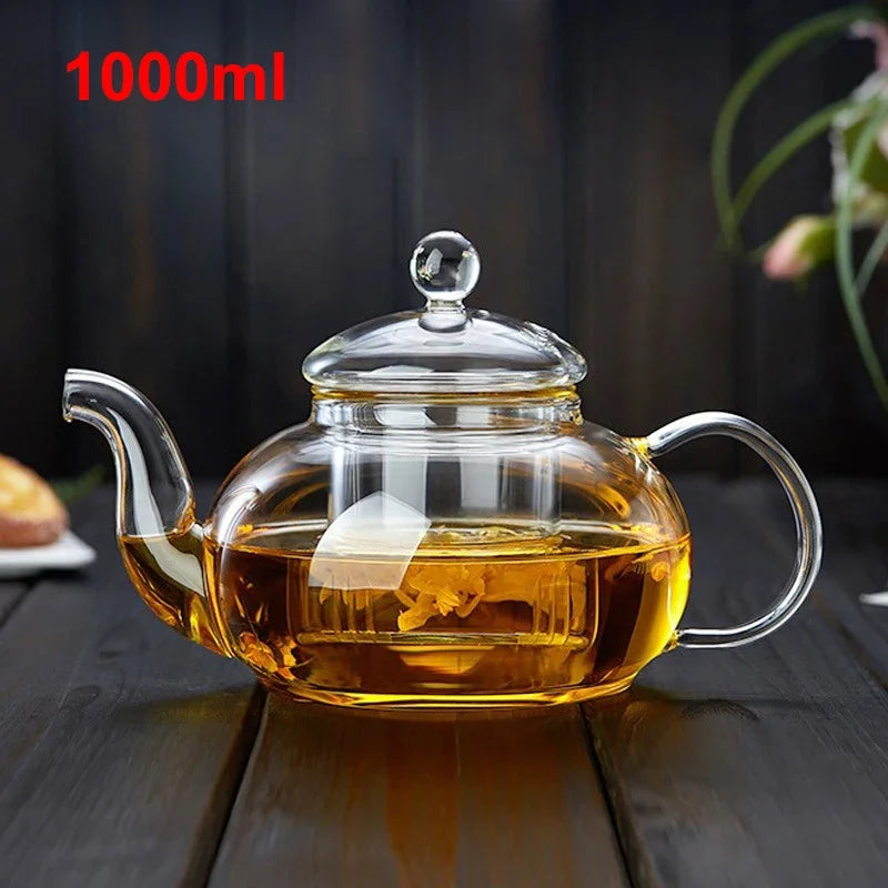400ml/1000ml Heat-resistant Glass Tea Pot Flower Kettle Teawear Set Tea Strainer Infuser Pot Teaware