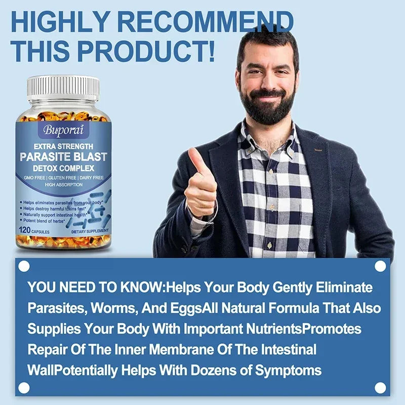 Parasite Blast Detox Complex - Promotes Intestinal Health, Metabolism, Digestive Health, and Improves The Immune System Suppleme