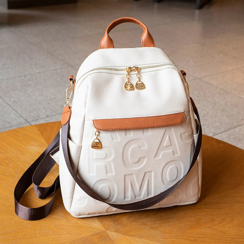 High-end new style Korean version of casual backpack, ladies PU fashion personality simple female bag large capacity trend trave