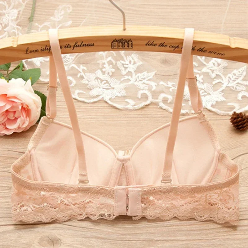 Sexy Push Up Bras Women Solid Wireless Lace Trim Lingerie One-Piece Gather Seamless Underwear Convertible Straps Support Bra