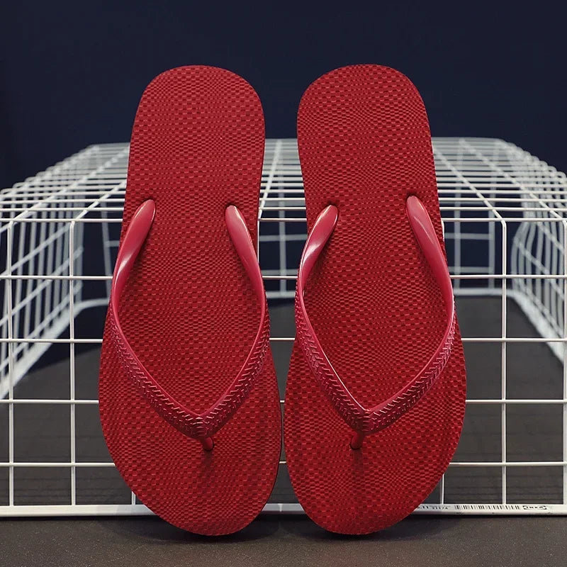 Solid Color Non-slip Leisure Couple Slippers Women Summer Beach Slippers Outdoor Women Flip Flops Breathable Beach Sandals Women