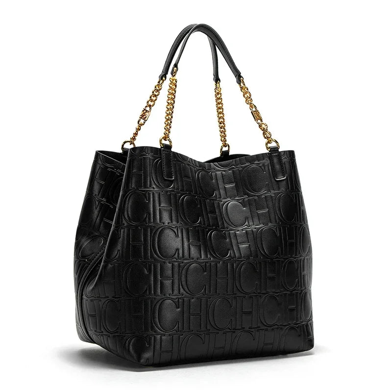 CH Women's Large-capacity Tote Bag Superior Sense of Solid Colour