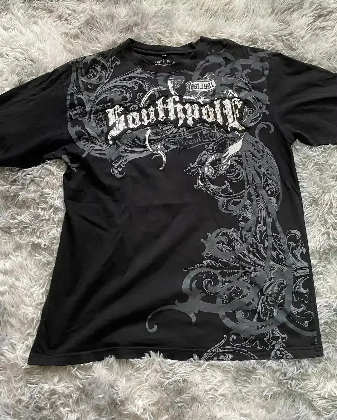 90s Retro Graphic T-Shirt Vintage Southpole Streetwear Gothic Harajuku Fashion Oversized Couple Tee Soft Cotton Short Sleeve Top