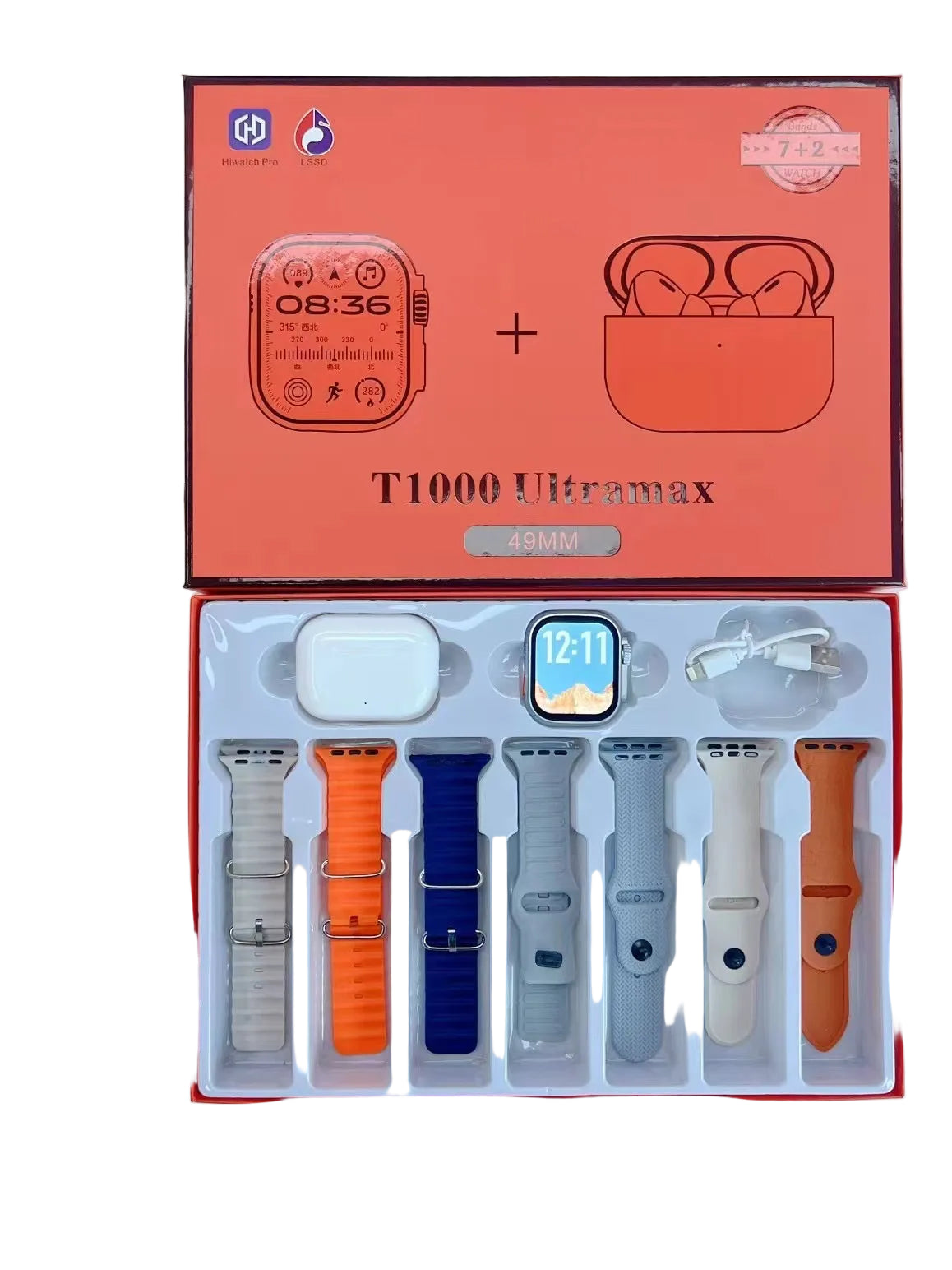 Waterproof Ultramax Earbus Watch10 Series GPS Earphone Smart Watch Always On Display Heart Rate Monitor BT Calls