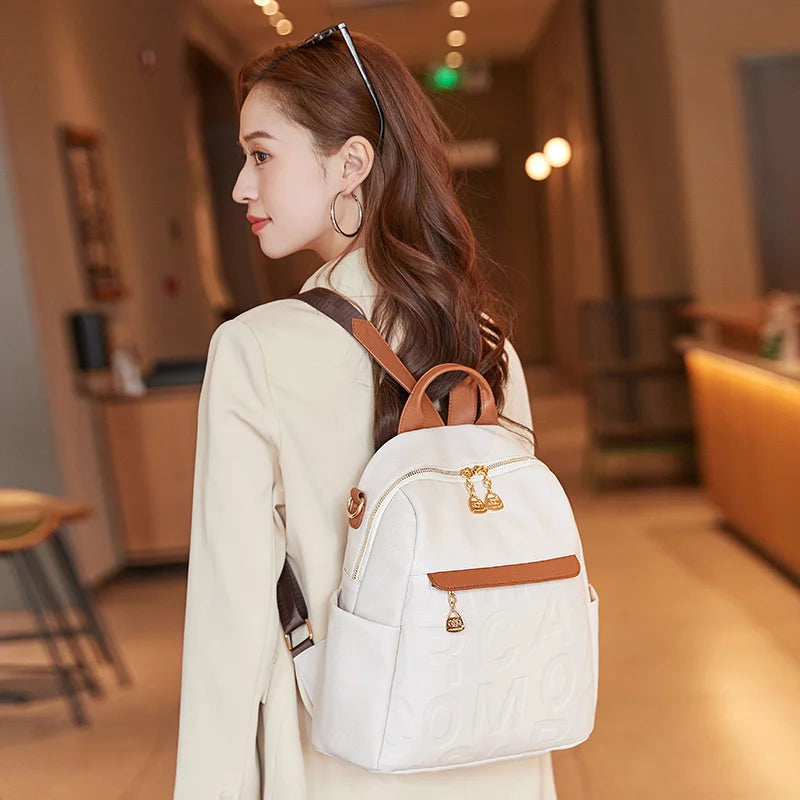 High-end new style Korean version of casual backpack, ladies PU fashion personality simple female bag large capacity trend trave