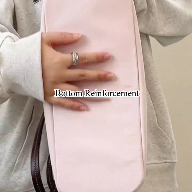 Spring and Summer Vintage Plaid Pink Tote Fashion Sweet Lazy Wind Tote Large Capacity High Value Armpit Bags