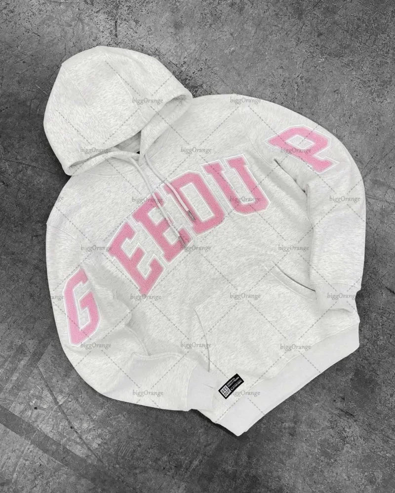 Classic letter embroidery loose high street design sports casual hooded sweatshirt