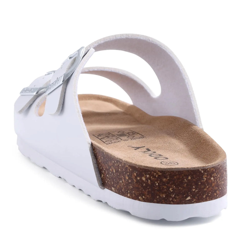 Evshine Platform Suede Sandals for Women Soft Cork Footbed Summer Slides with Adjustable Buckle Outdoor Slides With Arch Support
