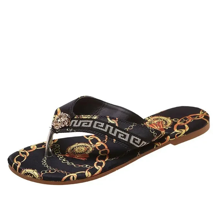 Sexy Flip-Flops Women's Slippers New  Fashion Printing Flat Flip-Flops Outdoor Slipper Flat Slippers Women  Large Size  Sandals
