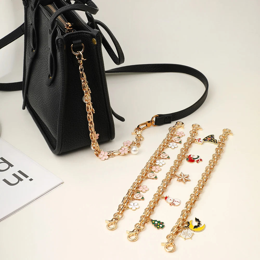 Bag Strap Extender Chain Flower Butterfly Pearl Pattern Accessory