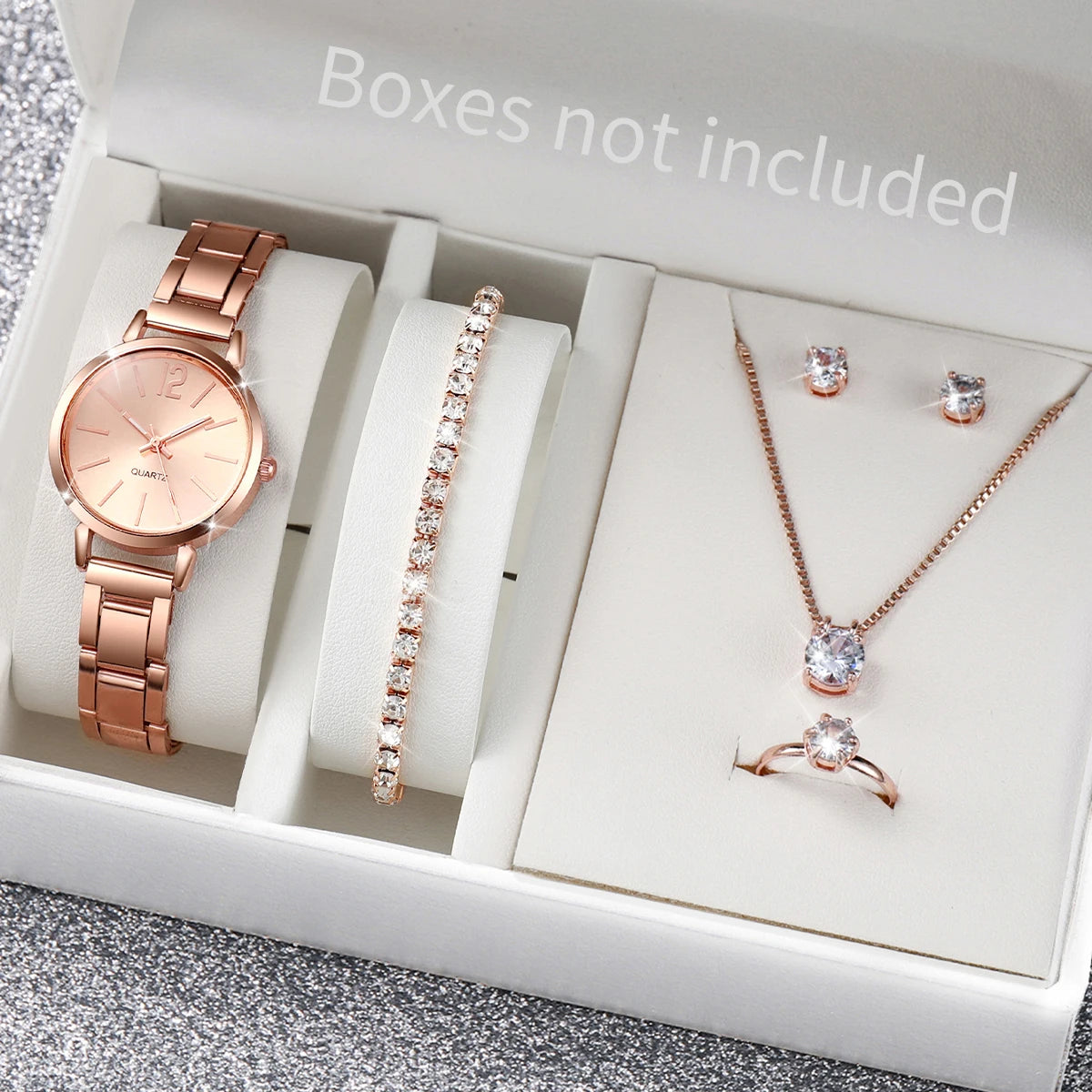 5/6PCS Fashion Women Watches Jewelry Set Luxury Analog Quartz Watch for Women Reloj Mujer Girls Clock Gift（Without Box）