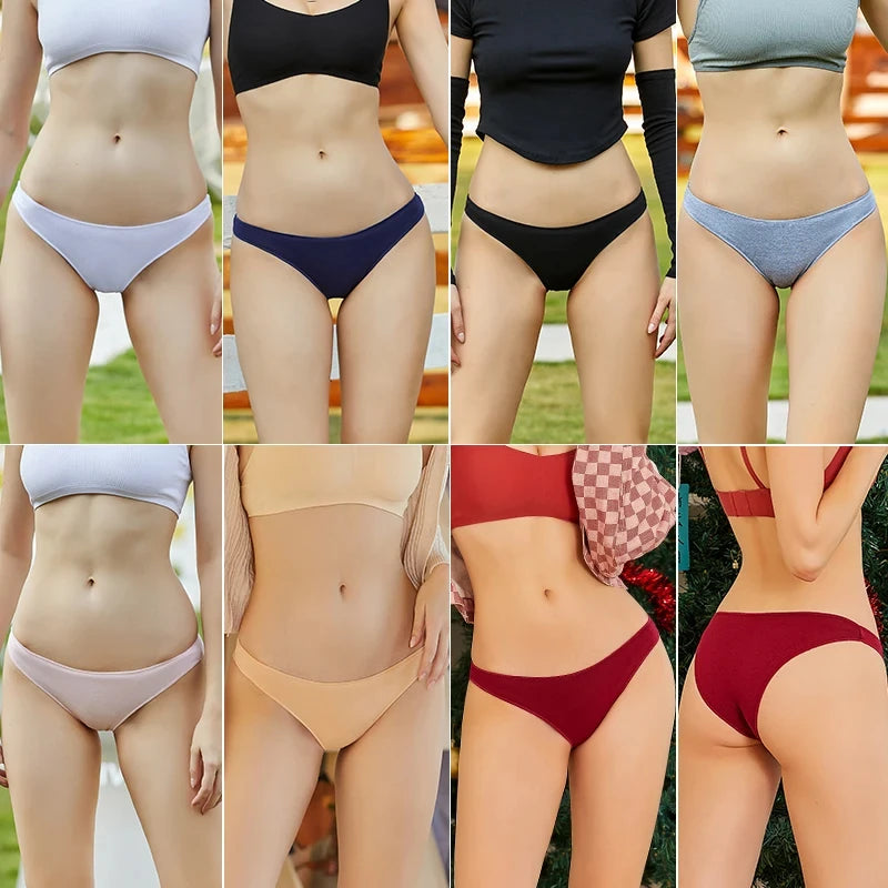 FINETOO 5PCS/Set M-XXL Panties Women Cotton Lingerie Woman Underwear Sexy Femme Underwear Girls Under pant Panty 7 Solid Colors