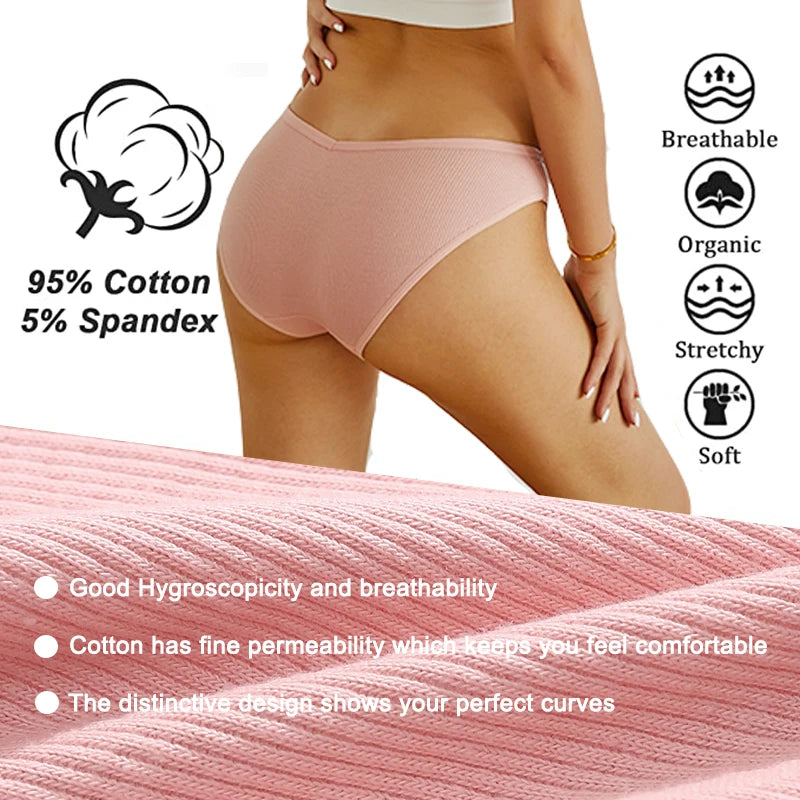FINETOO 4Pcs/Set M-4XL Cotton Panties Female Underpants Sexy Panties for Women Briefs Underwear Plus Size Pantys Lingerie