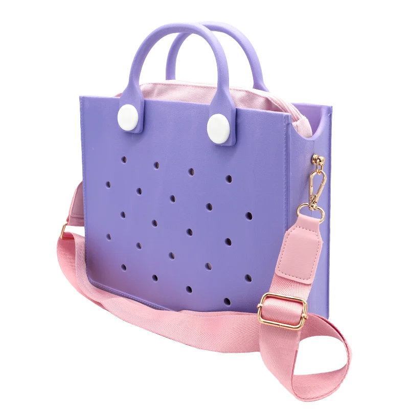 Colorful Fashion Women Shoulder Bag Pink Cyan Rubber Hand Bag for Women Girl Summer Style Shoulder Beach Handbag fit Bag Charms