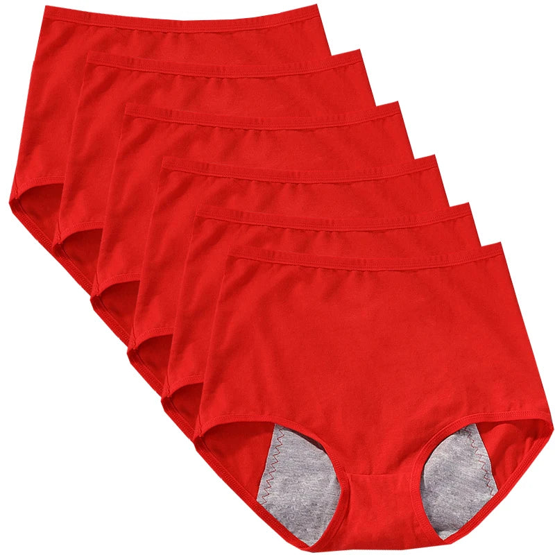 6pcs Girl Menstrual Panties Women's Physiological Briefs Ladies Period Leak Proof Panty High Waist Cotton Underwear