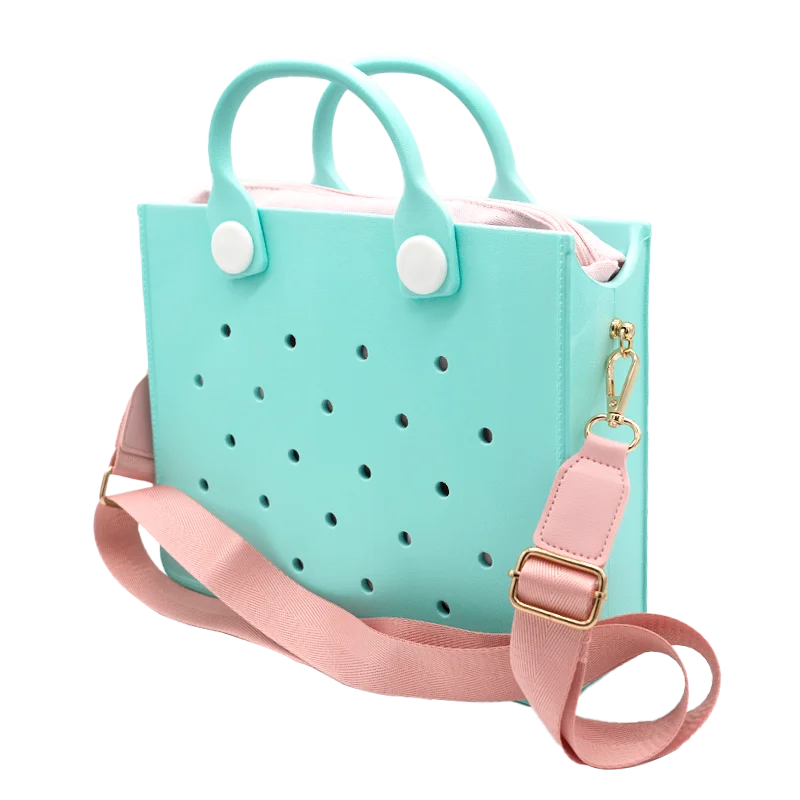 Colorful Fashion Women Shoulder Bag Pink Cyan Rubber Hand Bag for Women Girl Summer Style Shoulder Beach Handbag fit Bag Charms