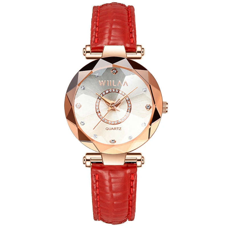 WIILAA Ocean Star Women Crystal Watch 2025 Top Brand Luxury Rose Gold Women Bracelet Wrist Watch For Ladies Relogio Feminino