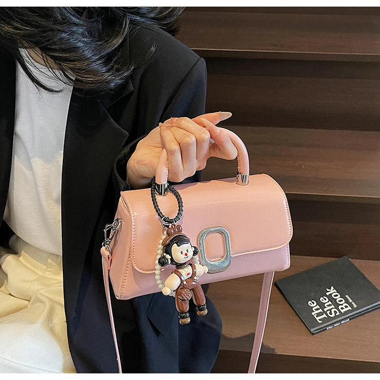 Premium Leather Crossbody Bag - Minimalist Elegant Clutch With Vintage Gold Accents & Party-Ready Charm