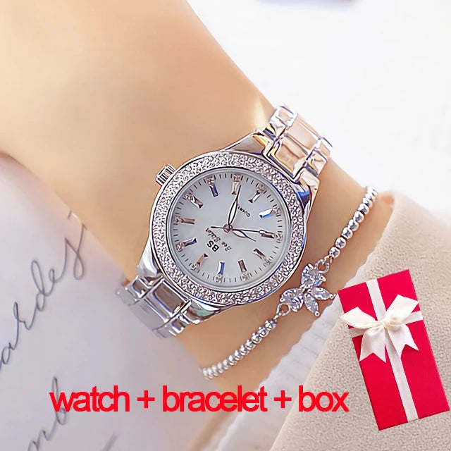 Woman Wrist Watches Dress Gold Watch Women Crystal Diamond Watches Stainless Steel Silver watch Women