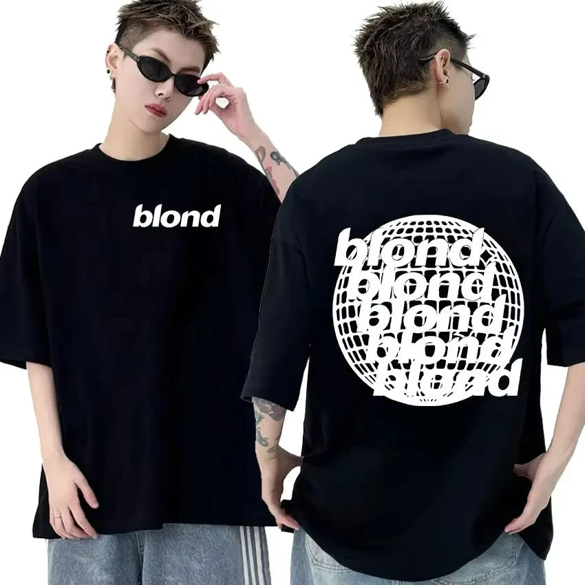Rapper Frank Retro Graphic T Shirt Men's Hip Hop Ocean Album Clothing T-Shirts Y2k Unisex Blond Fashion Oversized Cotton T-shirt