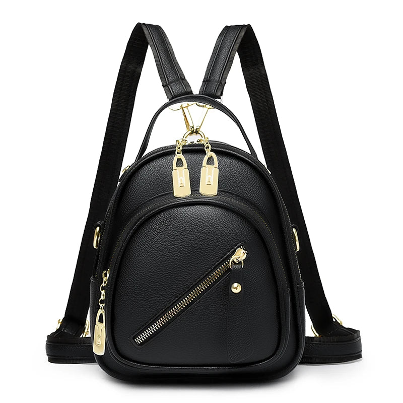 Mini Backpack Women Luxury Leather Shoulder Bag For Girls Kids Multi-Function Small Bagpack Female Purse Fashion Small Backpack