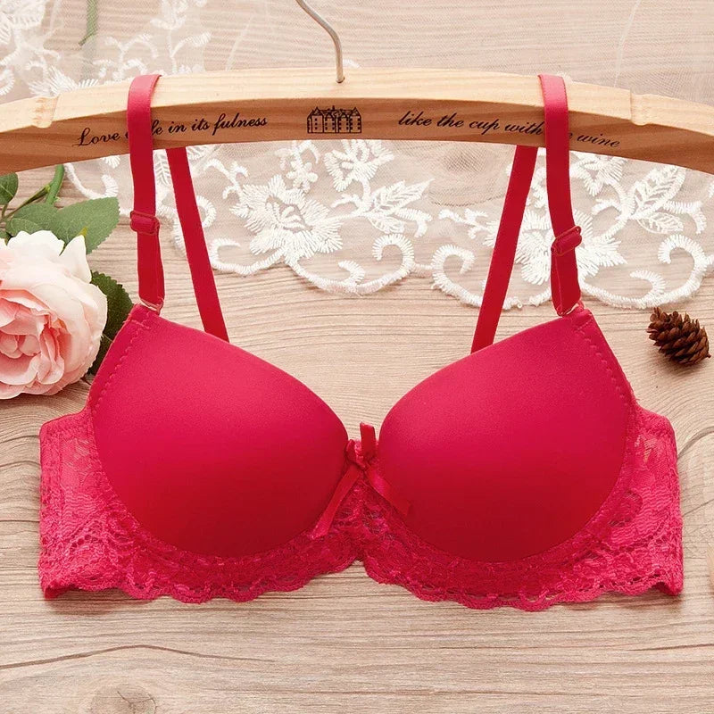 Sexy Push Up Bras Women Solid Wireless Lace Trim Lingerie One-Piece Gather Seamless Underwear Convertible Straps Support Bra