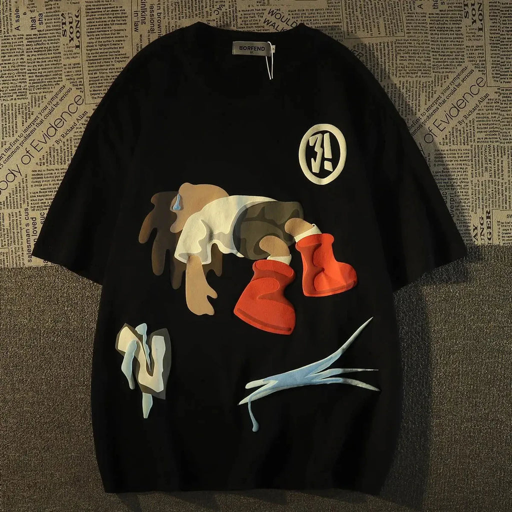 Shirt High Street Casual Short Vintage Men T-Shirt