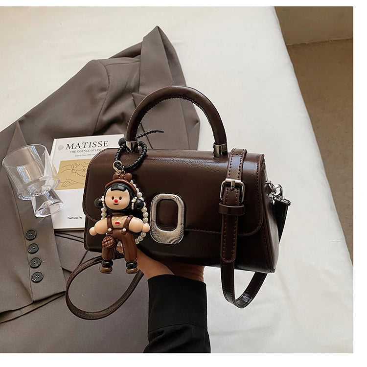 Premium Leather Crossbody Bag - Minimalist Elegant Clutch With Vintage Gold Accents & Party-Ready Charm