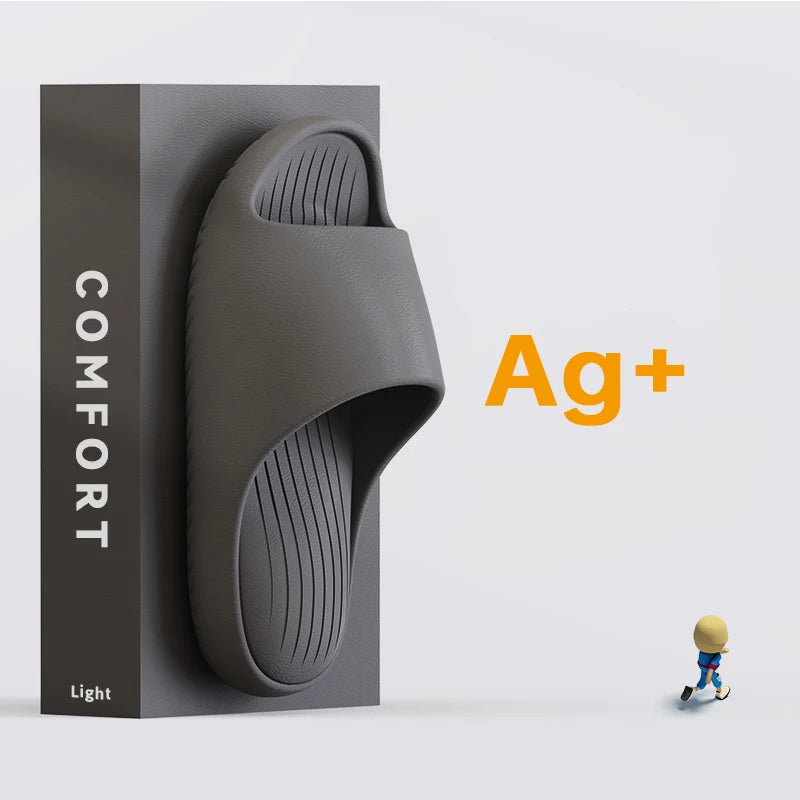 Summer Women Thick Slippers Sole Beach Slides Bathroom Anti-Slip Soft Sandals Fashion Ladies Cloud Shoes men slipper