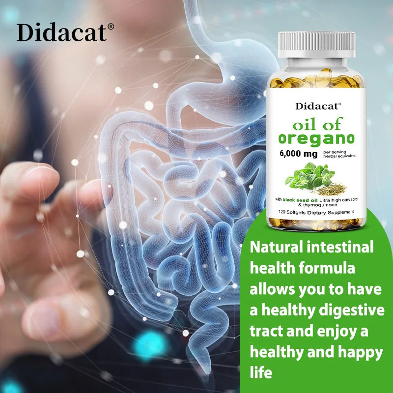 Oregano Oil softgels for intestinal health, antioxidant, digestive health, immune support